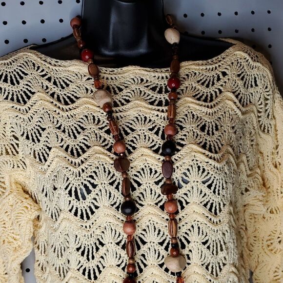 Handmade Soft Yellow Crocheted Open Weave Sweater BoHo Blouse, Sz Small?? - Picture 2 of 6